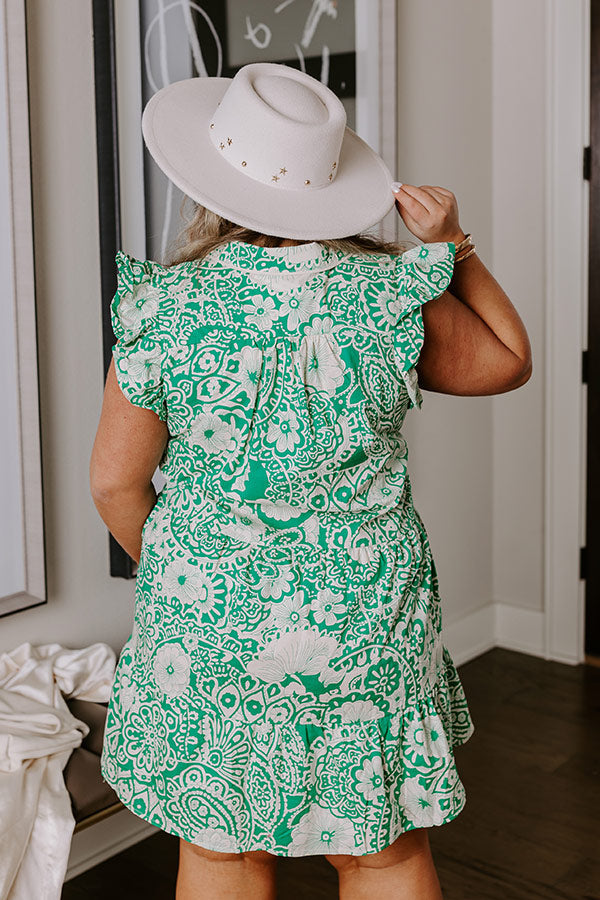 Hello Lovely Floral Dress In Emerald Curves