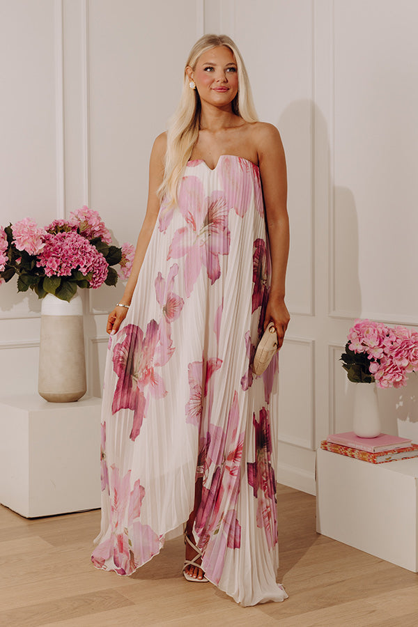 Painted Petals Pleated Midi Dress