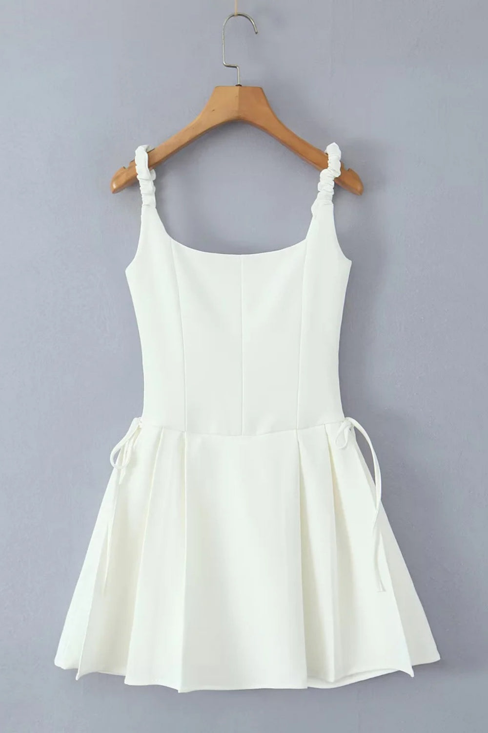 Black Square Lace Neck Bow Short Dress