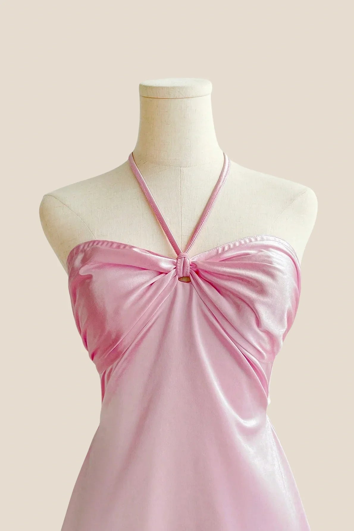 Halter Yellow Back Tie A-line Short Dress