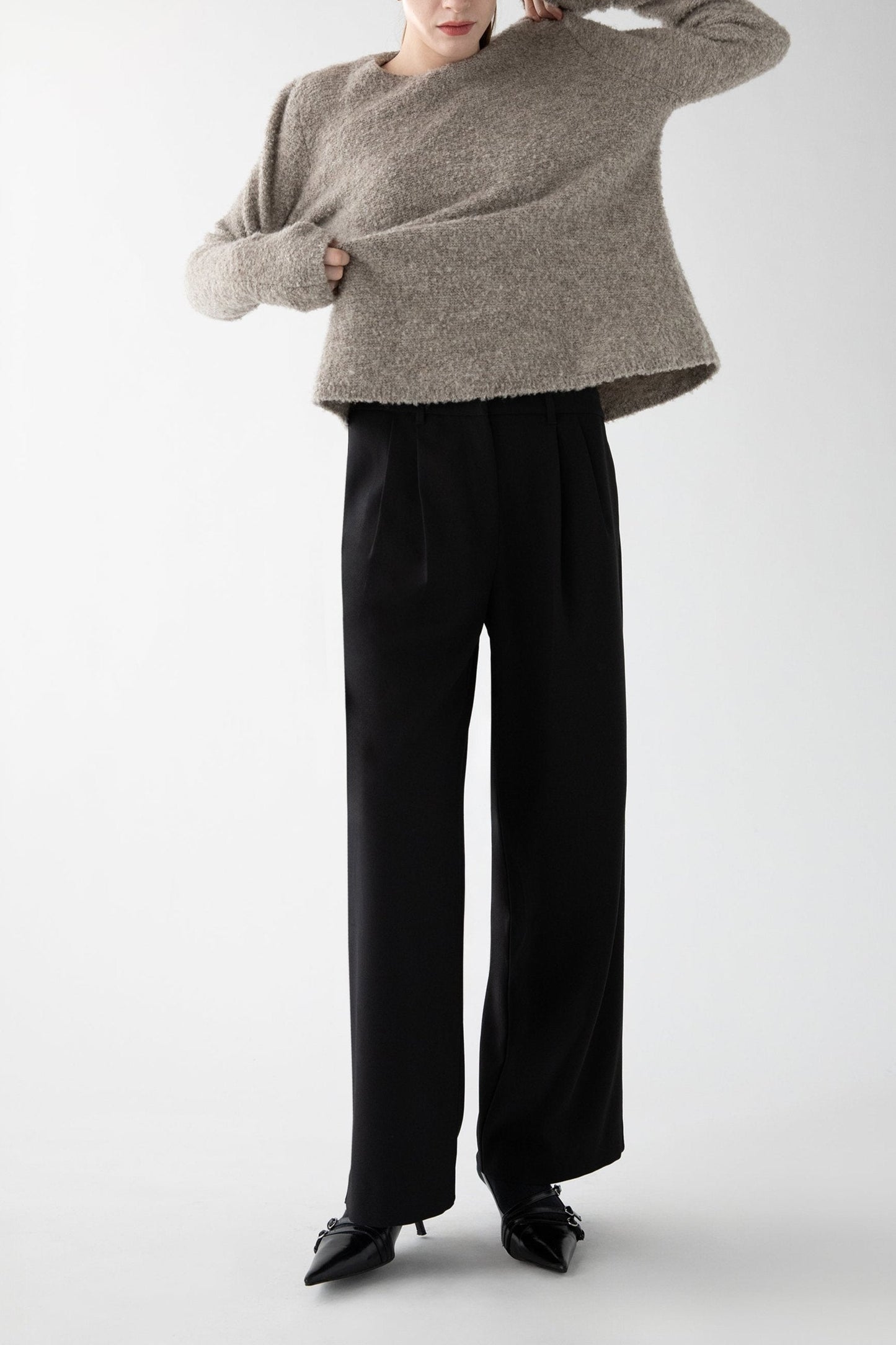 BOUCLE KNIT CREWNECK SWEATER