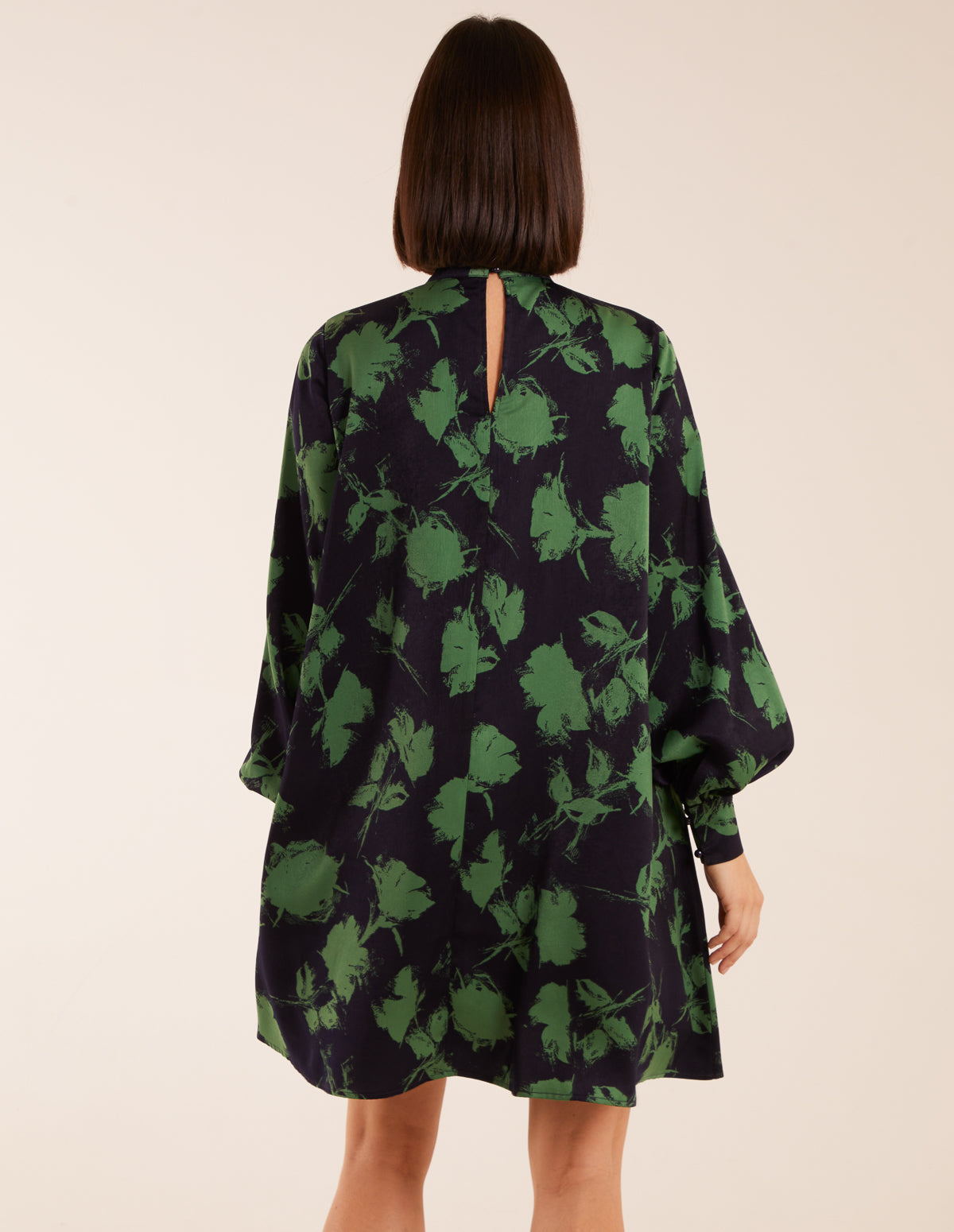 Abstract High Neck Keyhole Shift Dress