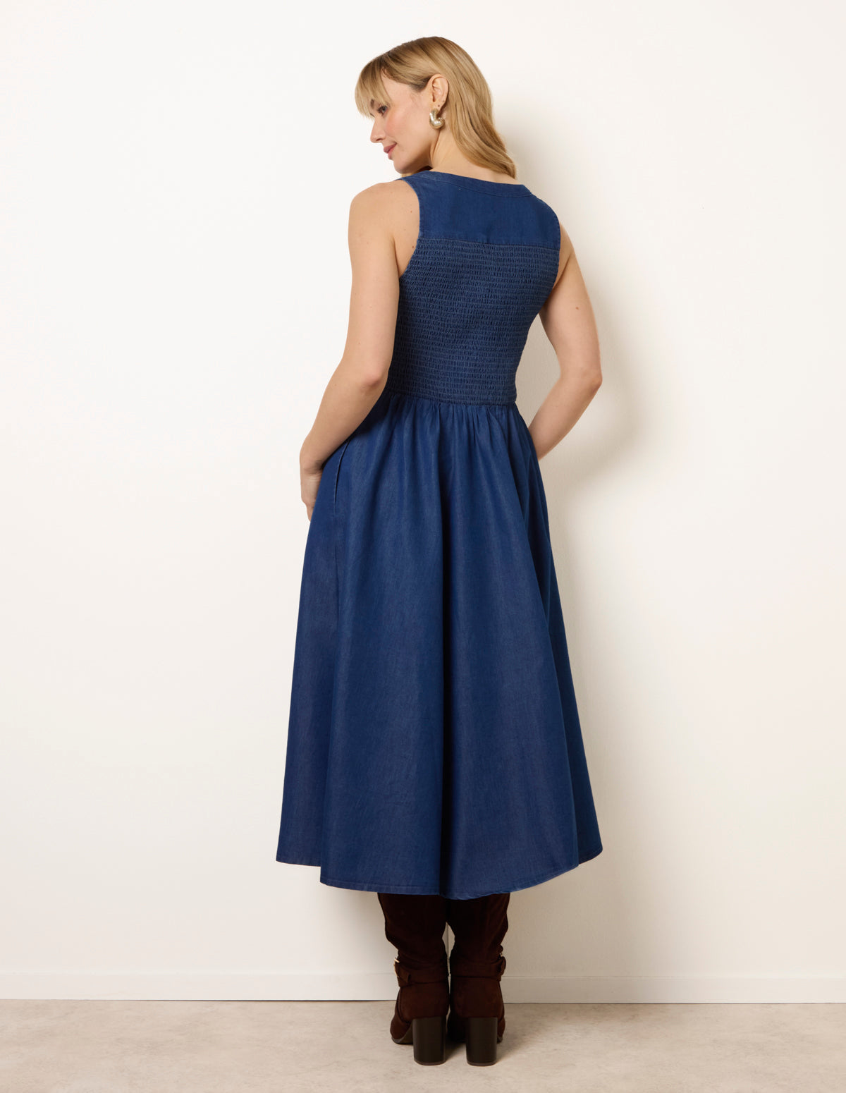 Zip Front Denim Dress