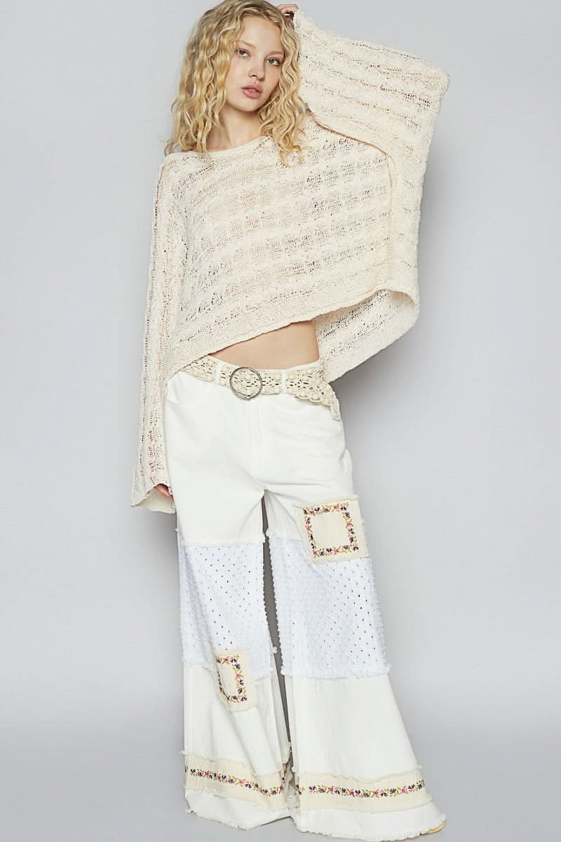 Carmen Cream Oversized Sheer Sweater