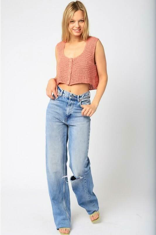 Abbey Solana Sheer Crochet Tank Top