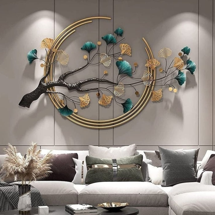 Tree In A Half Moon Wall Decor Metal Wall Art