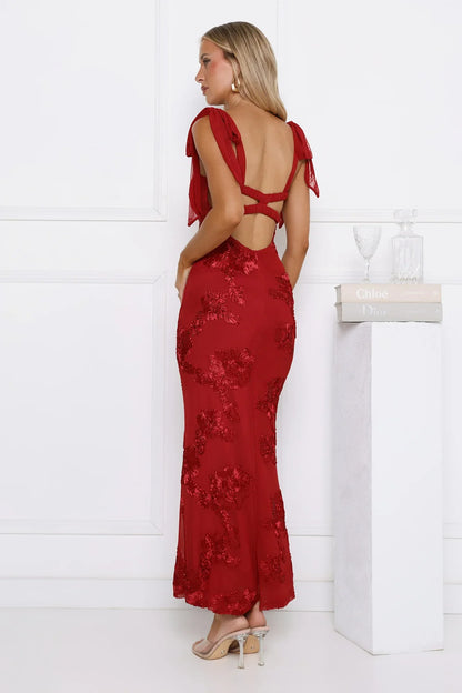 Dear Me From Me Mesh Maxi Dress Red
