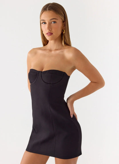 Drivers Seat Strapless Mini Dress - Black