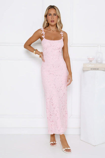 Daydreaming Light Embroidered Maxi Dress Pink