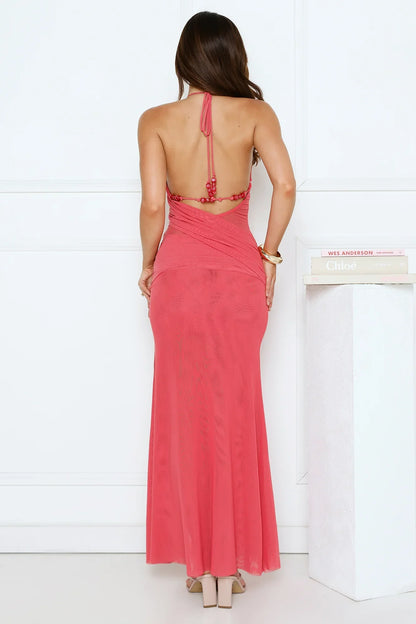 Cheeky Love Halter Maxi Dress Rose