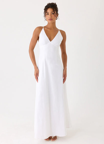 Calianna Linen Maxi Dress - White