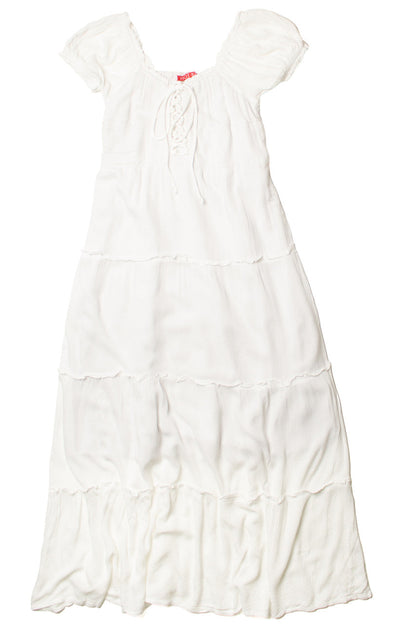 White Lace Up Milkmaid Maxi Dress