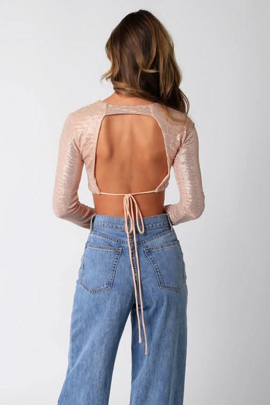 After Party Blush Lurex Crop Top