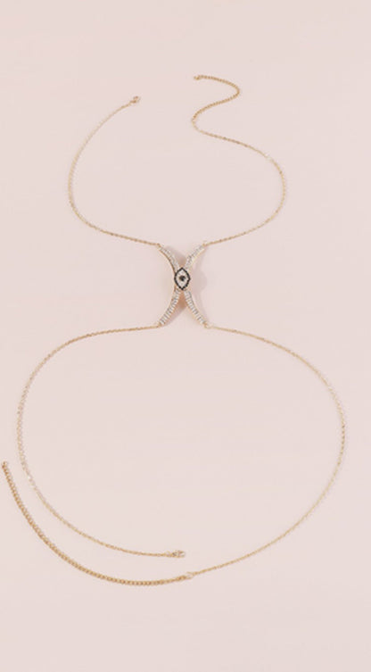 Rhinestone Eye Body Waist Chain - Gold