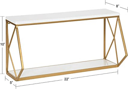 2 Tier Marble Metal Wall Mount Shelf