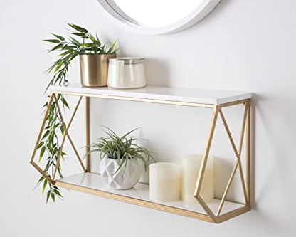 2 Tier Marble Metal Wall Mount Shelf