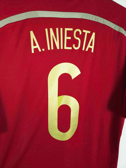 2014-15 Spain Home Shirt Iniesta #6 - detailed view