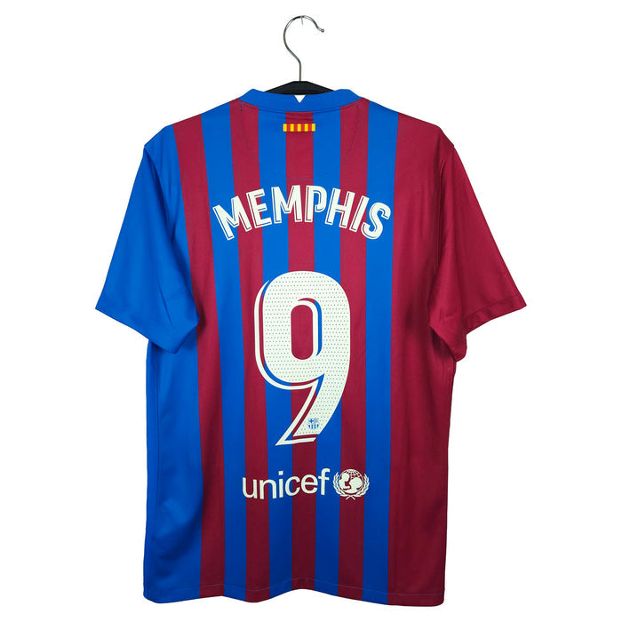 2021-22 Barcelona Home Shirt Memphis #9 - back view