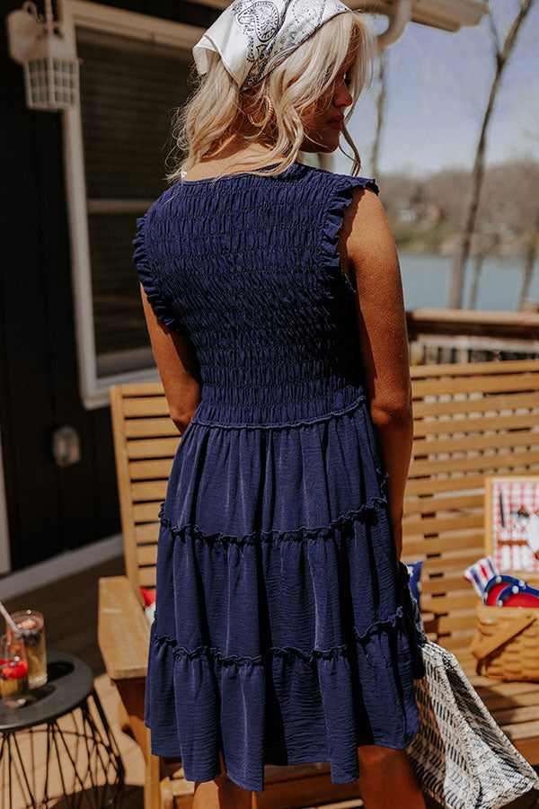 Celebrate Together Smocked Dress in Navy