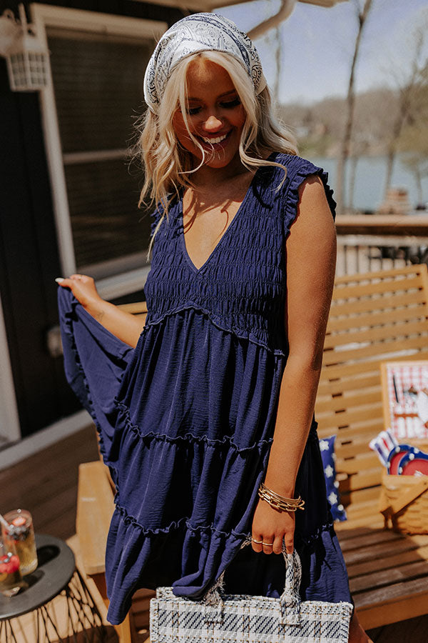 Celebrate Together Smocked Dress in Navy