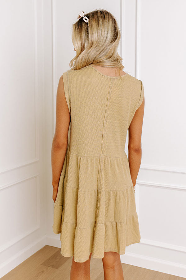 Long Time Coming Shift Dress In Beige