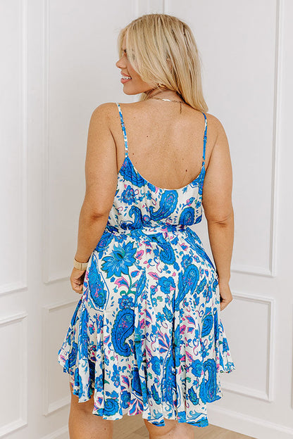 Seaside Splendor Floral Dress In Blue Curves