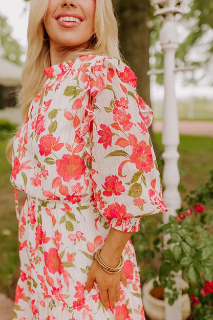 Grace Given Floral Dress In Ivory Curves