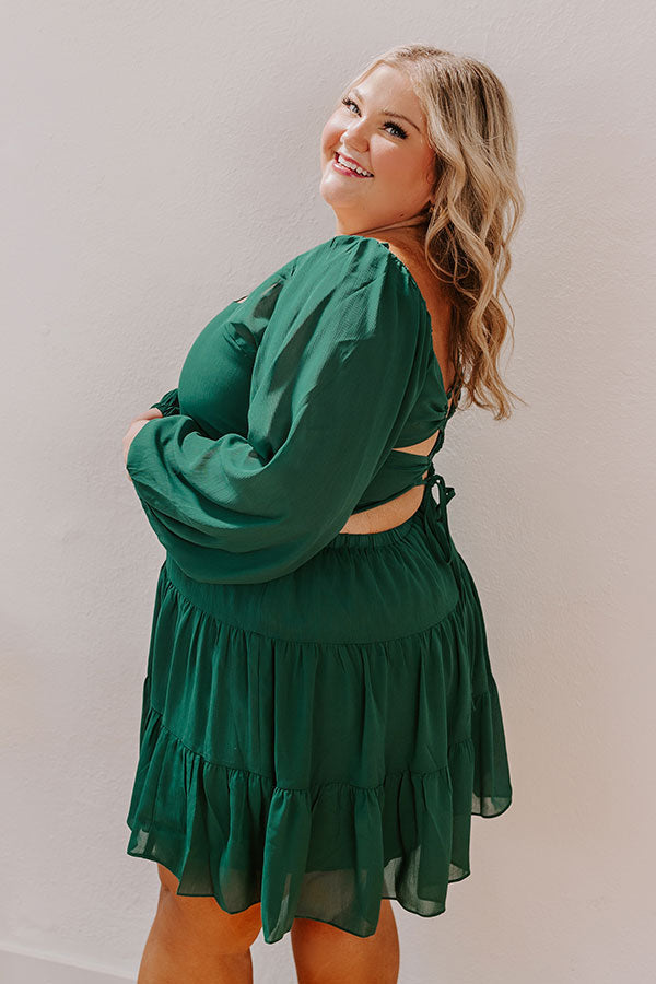 Haute Harmony Mini Dress In Hunter Green Curves