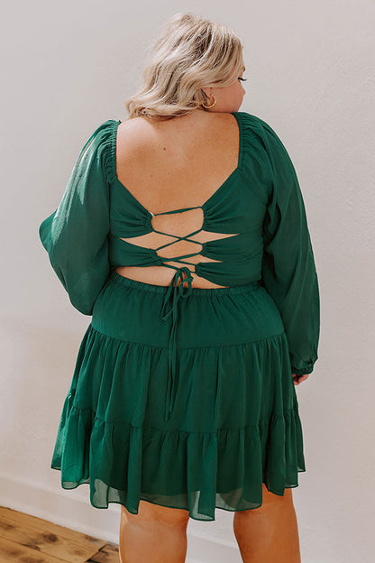 Haute Harmony Mini Dress In Hunter Green Curves