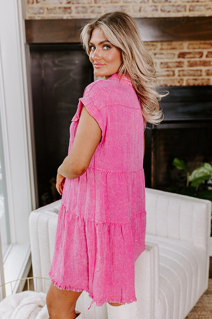 Kaleidoscope Ways Mineral Wash Mini Dress In Pink