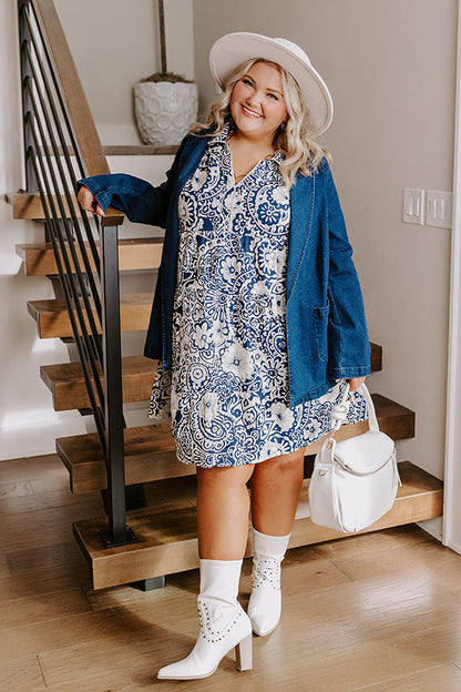 Hello Lovely Floral Dress In Navy Curves