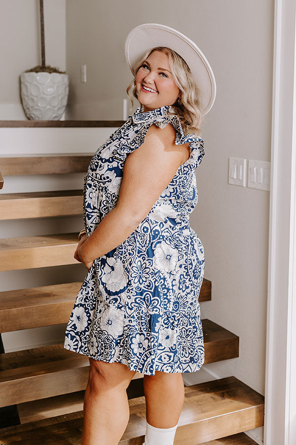 Hello Lovely Floral Dress In Navy Curves