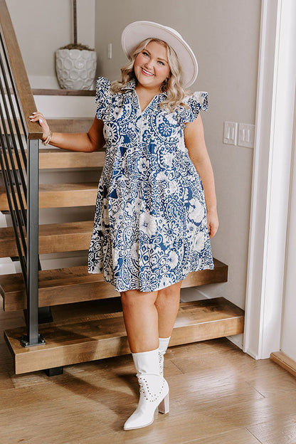 Hello Lovely Floral Dress In Navy Curves