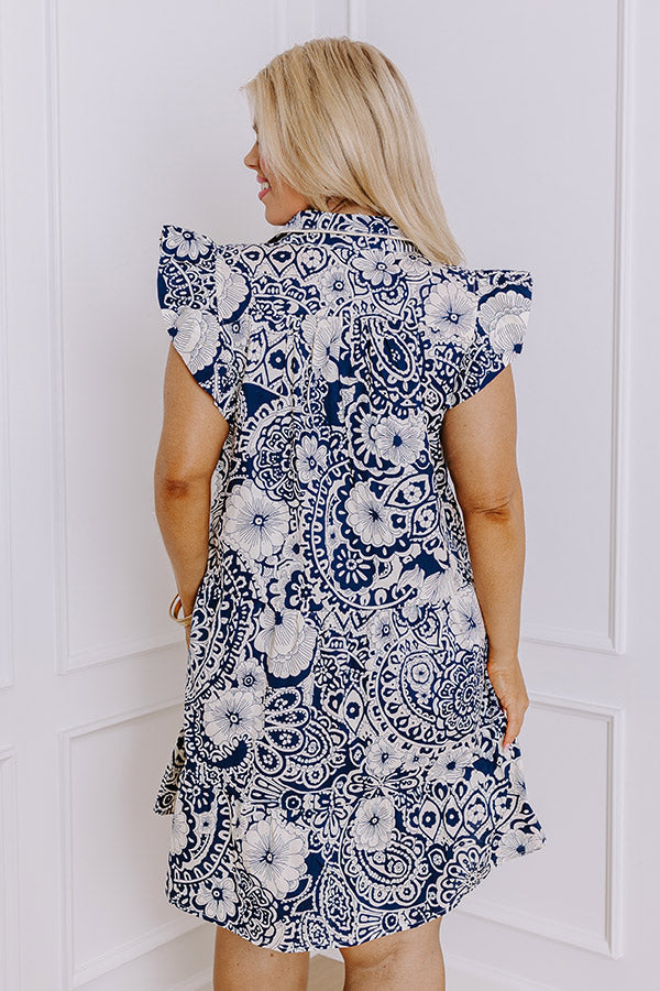 Hello Lovely Floral Dress In Navy Curves