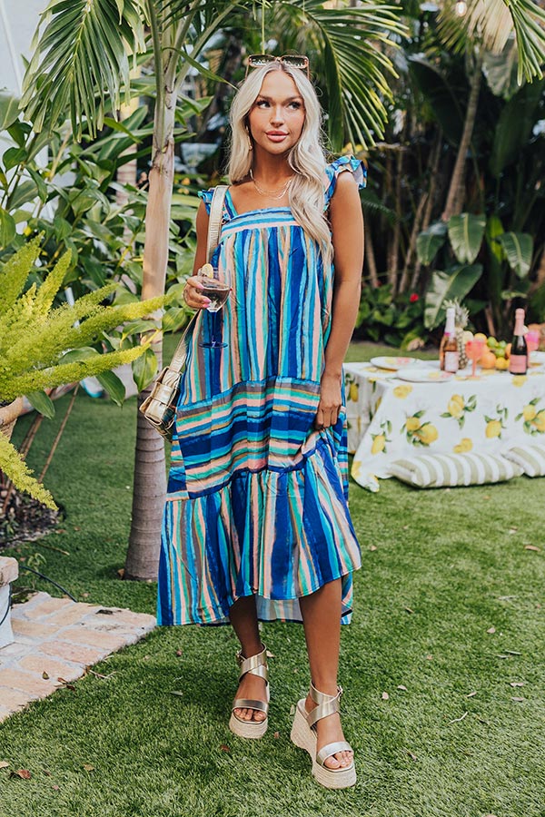 Hit Remix Stripe Midi In Royal Blue