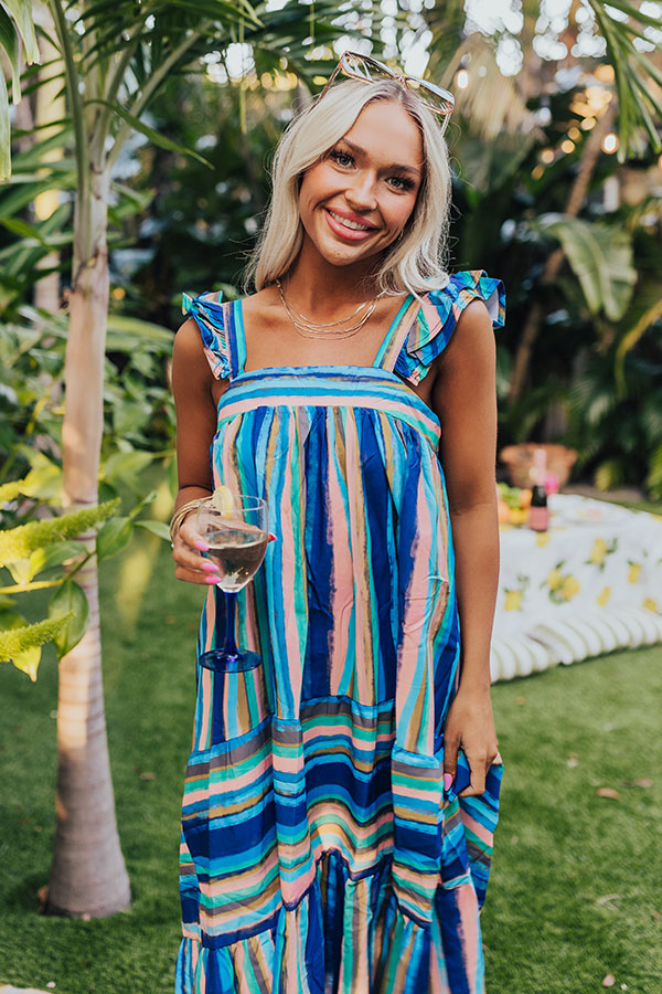 Hit Remix Stripe Midi In Royal Blue