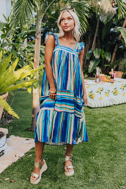 Hit Remix Stripe Midi In Royal Blue