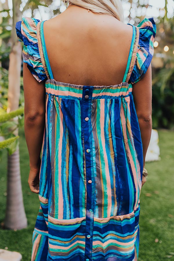 Hit Remix Stripe Midi In Royal Blue
