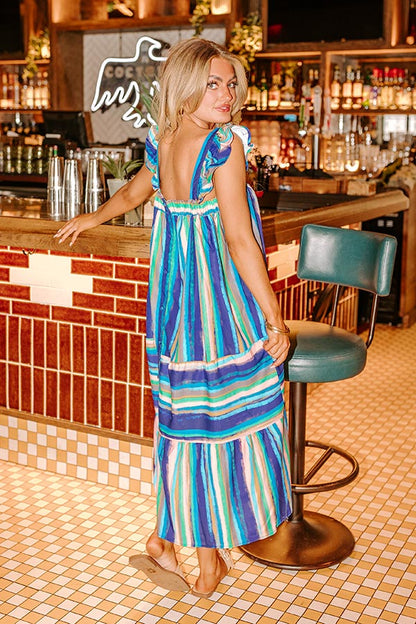 Hit Remix Stripe Midi In Royal Blue