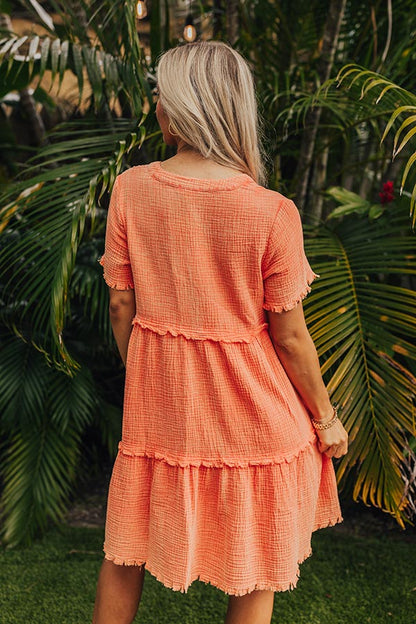 Summer Mimosa Babydoll Dress in Tangerine