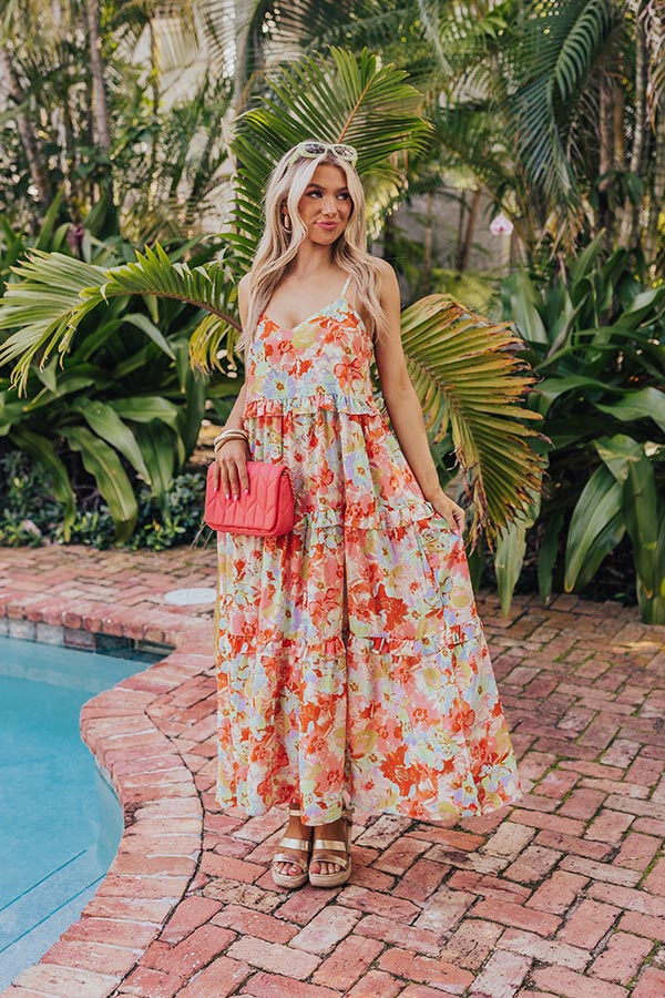 Tropical Shoreline Ruffle Maxi