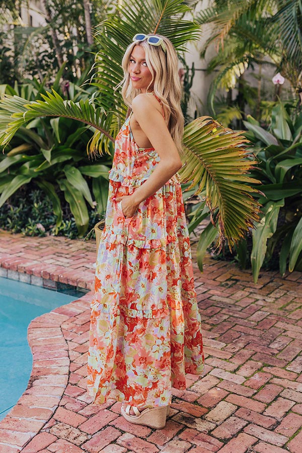 Tropical Shoreline Ruffle Maxi