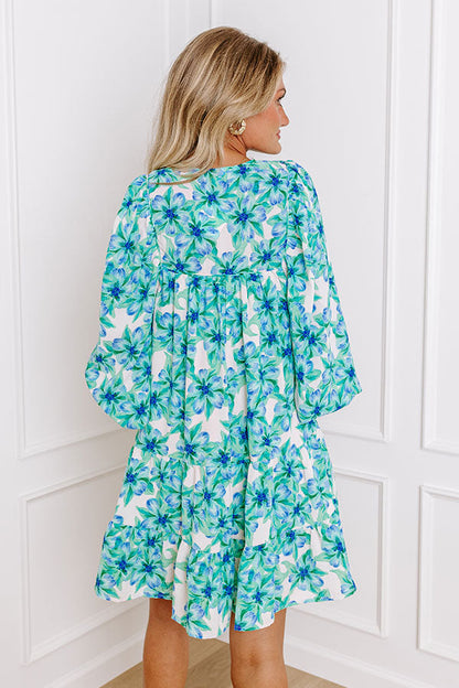 Coastal Cruise Floral Mini Dress in Green