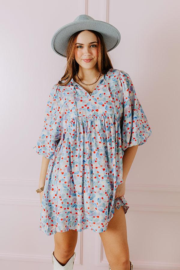 Tea Garden Babydoll Dress in Sky Blue