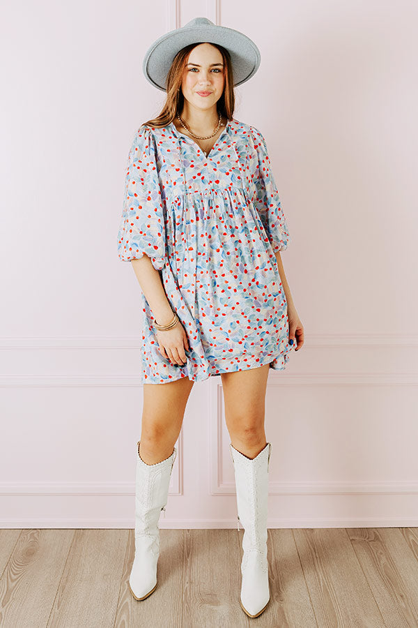 Tea Garden Babydoll Dress in Sky Blue