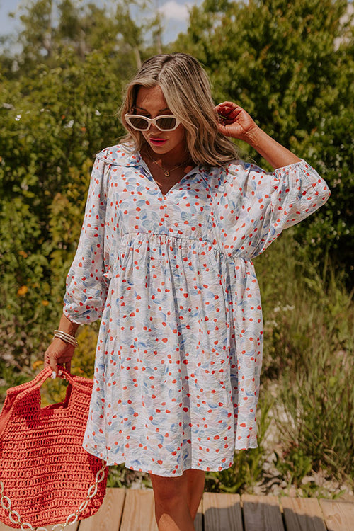 Tea Garden Babydoll Dress in Sky Blue
