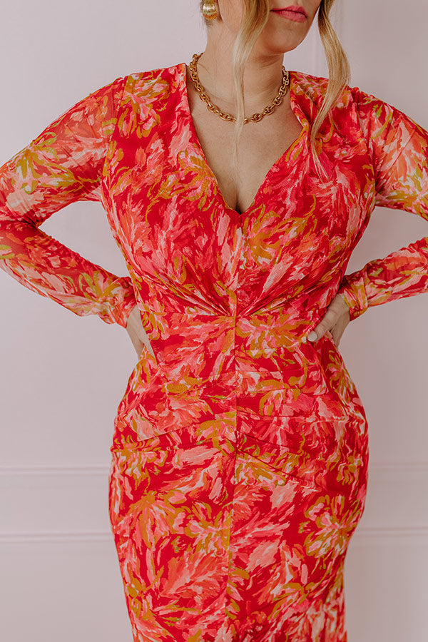 Sunset Silhouette Mesh Midi