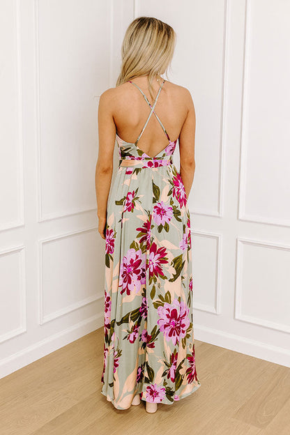 Sweetest Serendipity Floral Satin Maxi Dress
