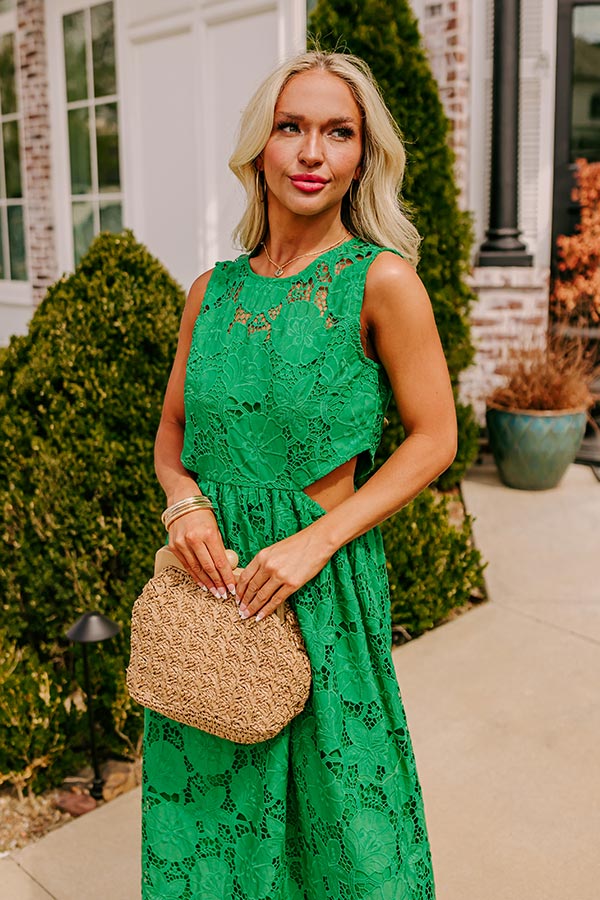 Enchanting Elegance Lace Cut Out Midi in Green