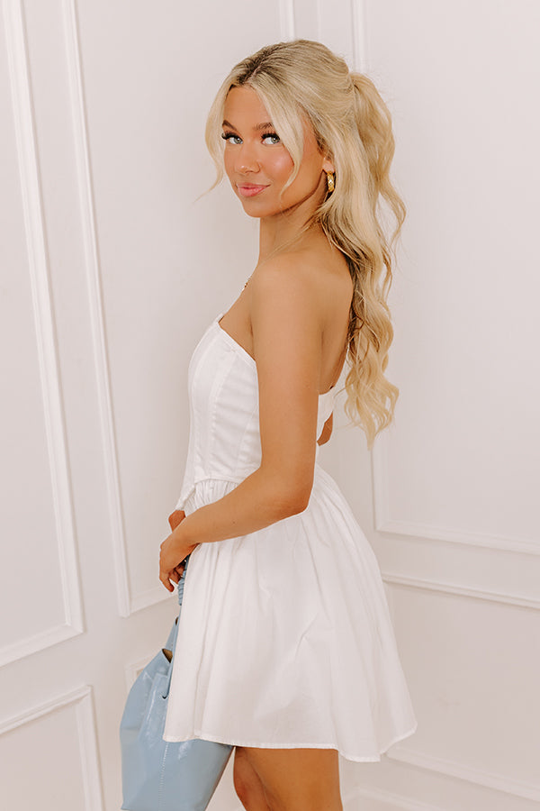 Whimsical Moment Corset Mini Dress in White